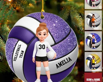 Gepersonaliseerde ornament volleybalspeler, ornament volleybal meisje, volleybalteam cadeau, volleybal senior kerstcadeau, cadeau sportfan