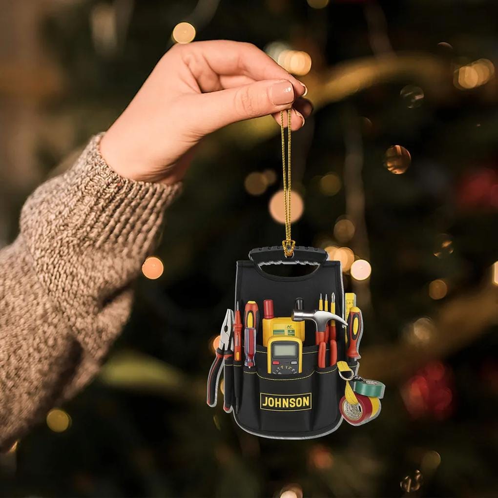 Personalized Electrician Tool Bag Flat Ornament,Mechanic