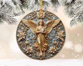 Ornament beschermengel, kerstboom rond keramisch decor personaliseren cadeau engelen aandenken ornament, ornament voor de feestdagen