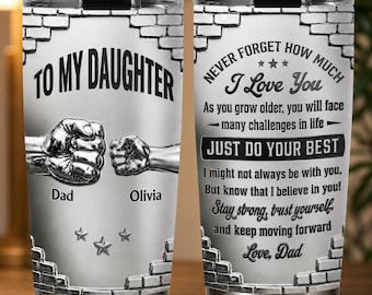 Personlig till min dotter-tumbler, anpassade namn-tumbler i rostfritt stål, pappa till dotter-present, födelsedags-jul till dotter