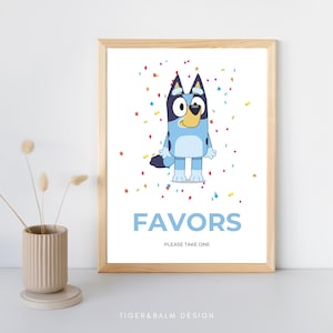 Placas de festa de aniversário de cachorro azul, placas de festa de aniversário de irmão azul, placas de mesa, placa de lanchonete, placas de lembrancinhas, cartões e presentes, editáveis