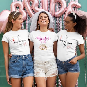 ブライダル パーティー T シャツ、Yes to the Dress Crew T シャツ、ウェディング セレブレーション シャツ、Bride Tribe トップ、婚約パーティー ギフト、ブライダル シャワーの衣装