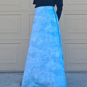 Wrap skirt, cotton wrap skirt for women, wrap around skirt for summer and spring, full length blue skirt, medium skirt