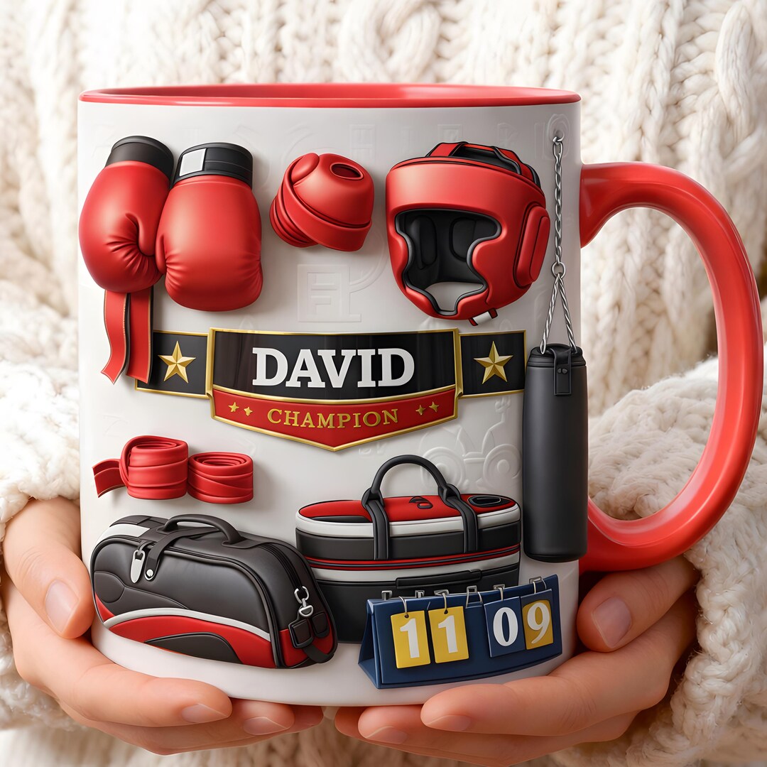 Personalized Boxing Mug, Custom Name Boxer Coffee Cup, Boxing Champion ...