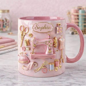 Personalized Sewing Mug, Sewing Lover Gift, Seamstress Coffee Mug, Tailor Mug With Name, Sewing Machine Mug, Gift For Sewist