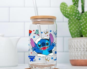 Op steek geïnspireerde glazen beker - 16 oz | Op Disney geïnspireerd cadeau | Op Disney geïnspireerde beker | Matcha-beker