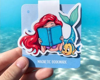 Ariel And Flounder Magnetic Bookmark | The Little Mermaid Inspired Bookmark | Disney Princess Inspired Bookmark | Page Marker | Bookish Gift