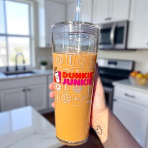Dunkie Junkie Coffee Tumbler | Iced Coffee Solution Cup | Reusable Coffee Cup | Gift for Dunkin Lovers | Faux Coffee Illision Tumbler