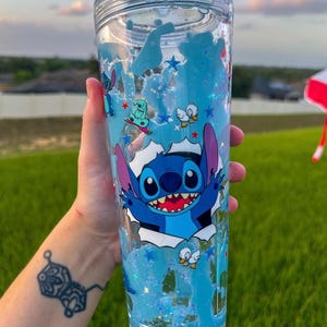 Stitch Inspired Lava Snowglobe Tumbler | Glitter Lava Cup | 24oz Cold Cup | Disney Inspired Tumbler | Handmade Resin Tumbler Gift | Coffee