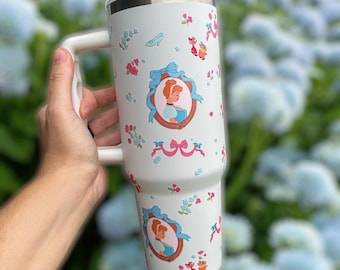 Cinderella Inspired 40 Oz Insulated Tumbler | Disney Inspired Travel Thermos Mug | Tumbler with Straw | Stainless Steel Tumbler