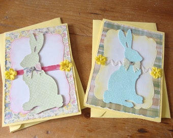 Handmade Easter cards, greeting card, Bunny card, paper art, party supplies, Easter bunny gift