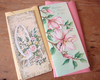 Vintage greeting cards, unused vintage Birthday card, vintage ephemera, Happy Birthday card, party supplies, Birthday gifts, floral cards