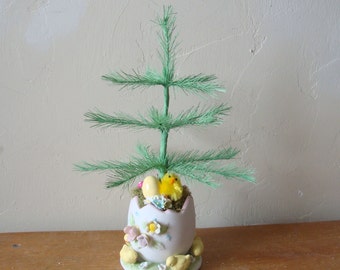 Vintage Easter assemblage, feather tree, tabletop tree, small Easter tree, farmhouse table decor, mini tree, centerpiece