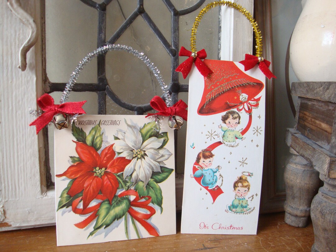Vintage Christmas Card Ornaments 1950's Vintage Christmas Etsy