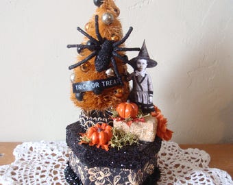 Vintage Halloween Assemblage, Spooky Candy Container Gift Box