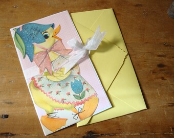 Tarjeta de felicitación de Pascua vintage, tarjeta de Pascua para una niña, tarjeta de nieta, regalo para niña, regalos reciclados, artículos para fiestas