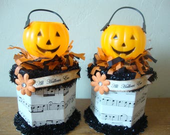 Vintage style Halloween candy containers, All Hallows Eve, paper mache gift box