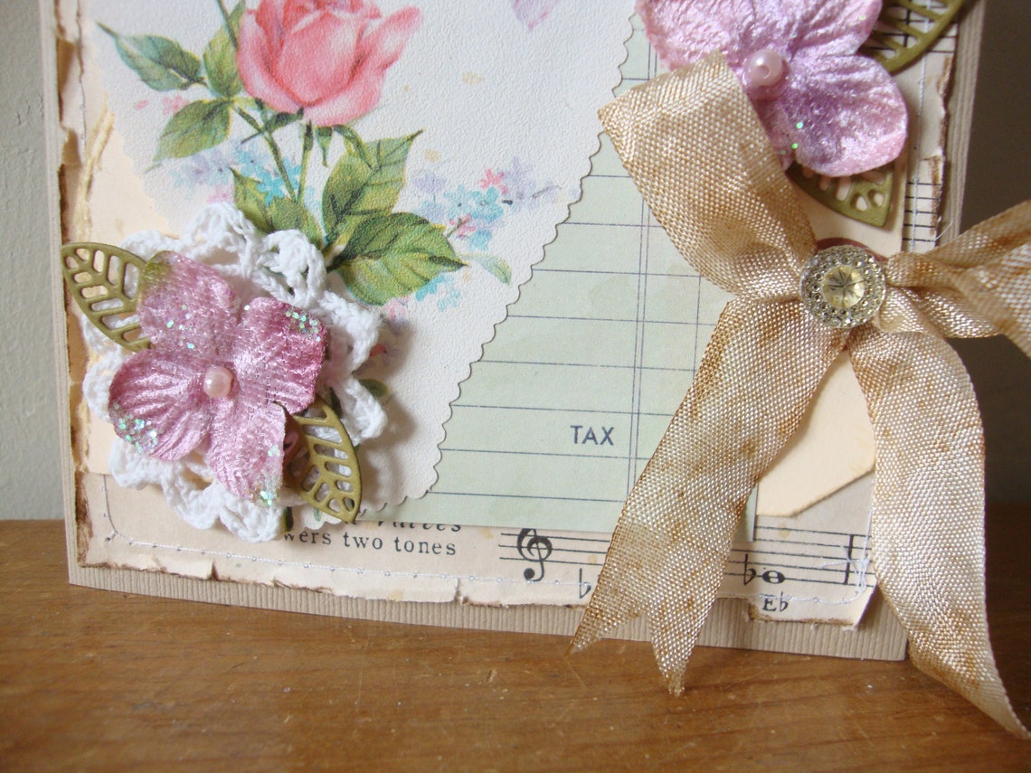 Vintage Style Notecard Mixed Media Greeting Card Unique Etsy