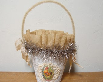 Macetas de turba de Pascua, cestas de Pascua de estilo vintage, contenedores de dulces de Pascua, cestas de regalos para fiestas, regalos para menores de 10 años, artículos para fiestas, bolsas de regalos