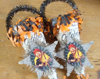 Halloween candy containers, paper mache cones, assemblage, party favors