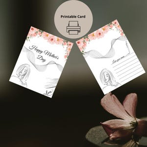 Biglietto di auguri stampabile per la festa della mamma / Biglietto di auguri digitale per la festa della mamma / Biglietto di auguri minimalista / Biglietto floreale / Biglietto d'amore / Biglietto di auguri / Love Mommy /