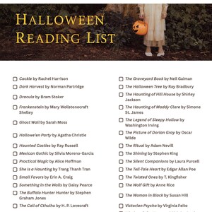 Halloween Reading Checklist Book Tracker Fiction 2025 Bookshelf Reading Log Printable Pages Digital Template Reading Journal PDF List