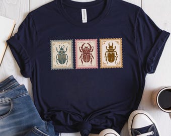 Beetle Bug T-Shirt Cottagecore Aesthetic Shirt Cottage Core Tshirt Naturecore Shirt Goblincore Insect Lover Gift Boho Tee Retro Bug Shirt