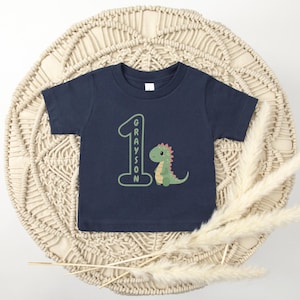 Benutzerdefinierte Dinosaurier ersten Geburtstag T-Shirt 1. Geburtstag Outfit T-Rex Geburtstag Junge Shirt Dino Geburtstag Thema personalisierte ersten Geburtstag Party Shirt
