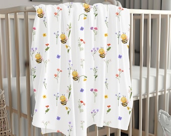 Bee Blanket Microfiber Bee Lover Nursery Bumblebee Baby Plush Blanket Blanket Honey Bee Blanket Cottagecore Decor Cute Bee Pattern Print