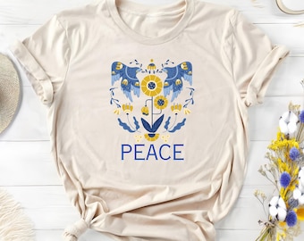 Birds and Flowers Shirt Peace Shirt Boho Tshirt Hippie Tee Bird Peace Shirt Bird Lover Nature Lover Gift Birds T-shirt Cottagecore Folk Art