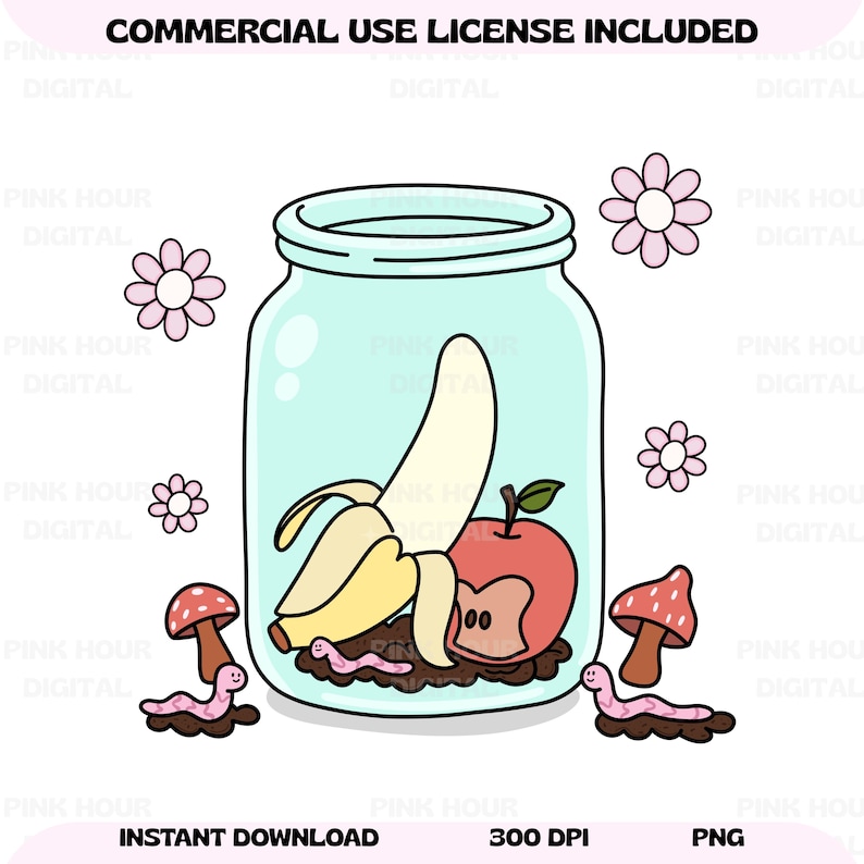 Cute Composter Cute Compost Jar PNG, Whimsical Eco Friendly Clipart, Cottagecore ...