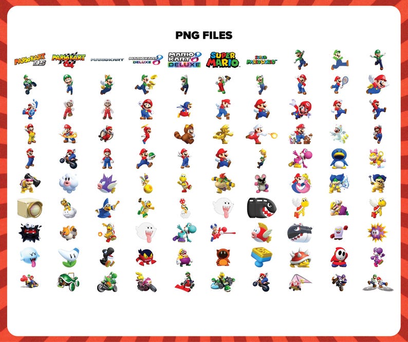 Super Mario Clipart Bundle: PNG, SVG, Digital Papers (digital Download ...
