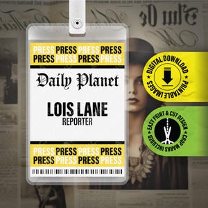 Lois Lane Daily Planet Presspass, inget foto, utskrivbar Cosplay PDF