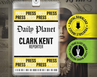Credencial de prensa de Clark Kent para el Daily Planet – Credencial de cosplay de Halloween (Descarga digital)