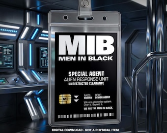 MIB ID Badge - Men In Black Costume Cosplay (Printable PDF File)