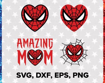 Amazing Spiderman SVG | Valentine’s Heart Spidey | Mother&#39;s Day | Mom Love SVG | Cut Files for Cricut and Silhouette | Digital Download