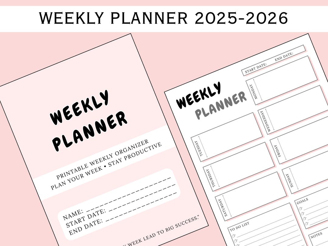 Minimalist Weekly Planner Printable | Productivity Organizer (digital ...