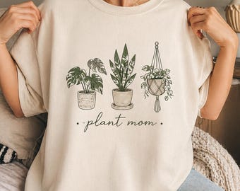Minimalist Botanical Plant Mom Shirt, Boho Comfort Colors Tee