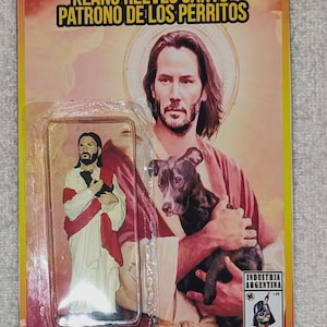 Figurine personnalisée Saint Keanu Reeves ~ Hommage au protecteur de chien ~ Fan Art sur carte ~ acteur Matrix à collectionner