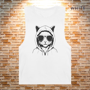 Cool cat Tank, Cat Lover Gift, Animal Print Sleeveless Shirt, Pet Owner Clothing, Cute cat Top