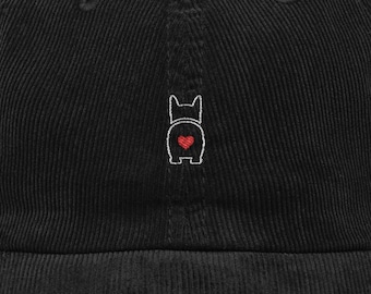 Embroidered Corgi Corduroy Cap: Dog Lover Gift