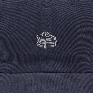 Embroidered Vintage Cap, Strewberry pancake doodle outline, pancake Lovers Gift, Retro Corduroy Hat, Dad Hat, Hand Stitched Baseball Cap