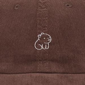 Capybara Embroidered Corduroy Cap: Chill Animal Meme Dad Hat