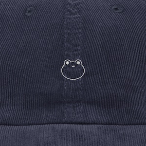 Embroidered Corduroy Cap - Cute Frog face Outline Hat, Cottagecore Aesthetic, Funny Frog Gift, Unisex Dad Cap
