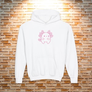 Cute Axolotl outline Kids Hoodie, Youth Sweatshirt, Cute Animal Gift, Birthday Present, Fun Animal Apparel, Kid&#39;s Fashion