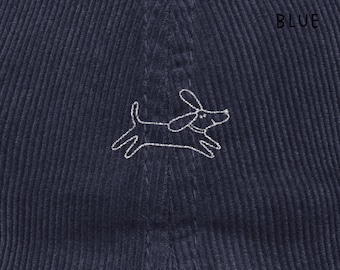 Embroidered Corduroy Cap: Retro Dog Lover Hat