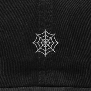 Spider Web Corduroy Hat , Embroidered Vintage Cap