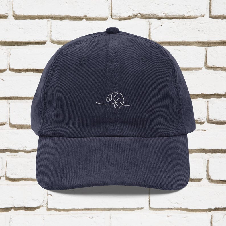 Embroidered Croissant Corduroy Cap, Bread Lover Gift afbeelding 4