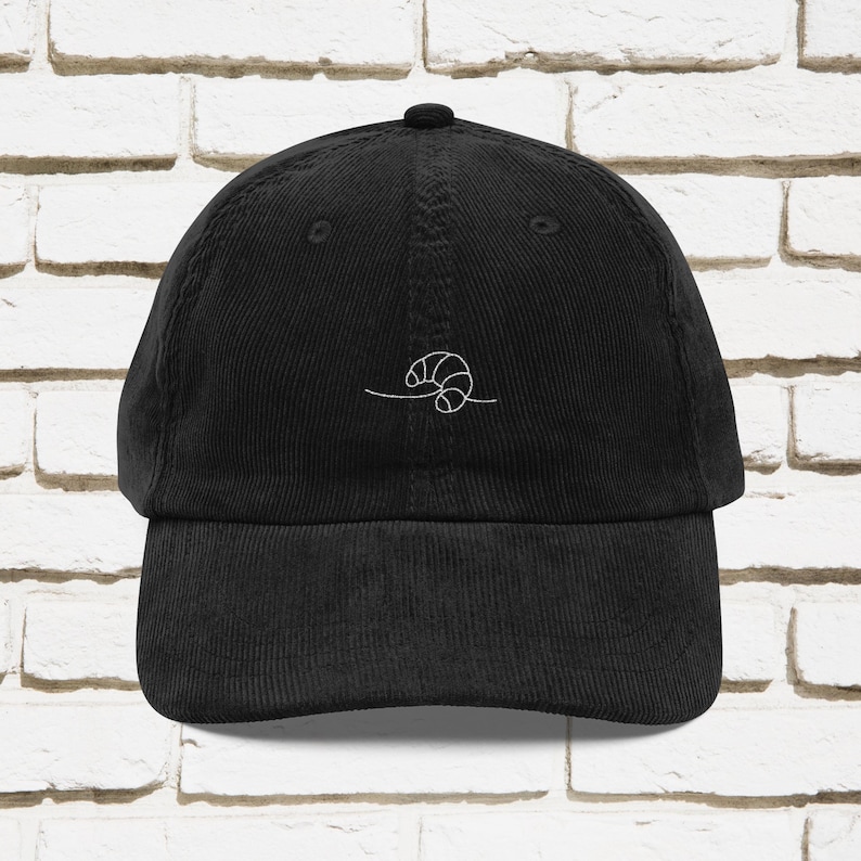 Embroidered Croissant Corduroy Cap, Bread Lover Gift afbeelding 5