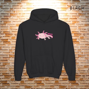 Cute Axolotl Kids Hoodie, Youth Sweatshirt, Cute Animal Gift, Birthday Present, Fun Animal Apparel, Kid&#39;s Fashion